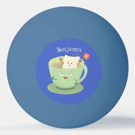 Cute teabag cup cartoon humor pingpongbal (Voorkant)