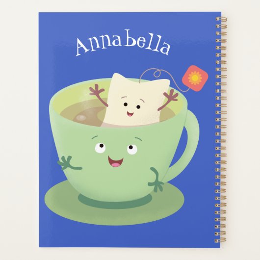 Cute teabag cup cartoon humor planner (Achterkant)