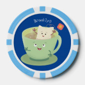 Cute teabag cup cartoon humor poker chips (Voorkant)