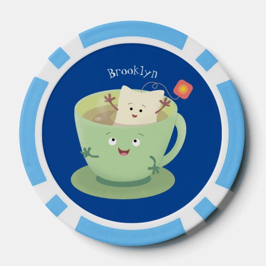 Cute teabag cup cartoon humor poker chips (Achterkant)