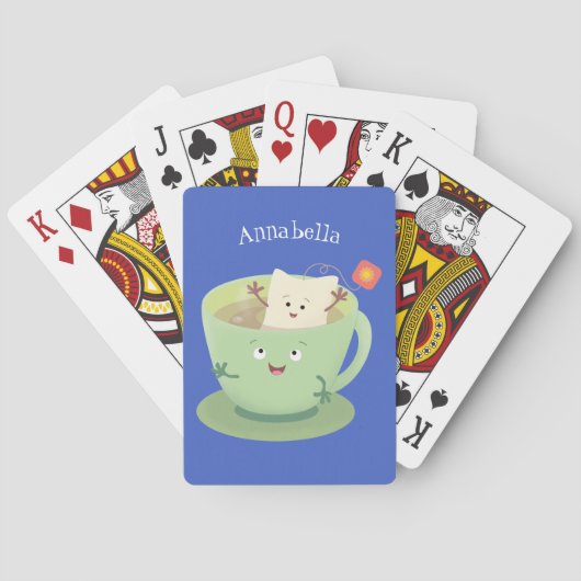 Cute teabag cup cartoon humor pokerkaarten (Achterkant)