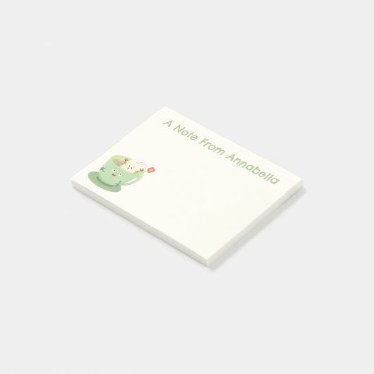 Cute teabag cup cartoon humor post-it® notes (Schuin)