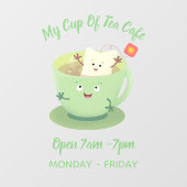 Cute teabag cup cartoon humor raamsticker (Vel)