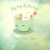 Cute teabag cup cartoon humor raamsticker (Vel 3)