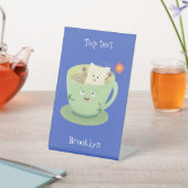 Cute teabag cup cartoon humor reclamebord met voetstuk (Insitu)