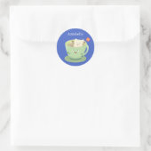 Cute teabag cup cartoon humor ronde sticker (Tas)