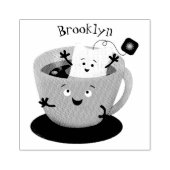 Cute teabag cup cartoon humor rubberstempel (Afrduk)