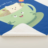 Cute teabag cup cartoon humor sherpa deken (3/4)