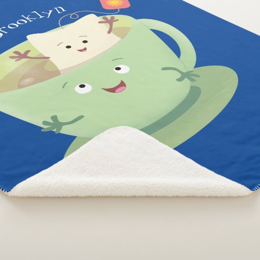 Cute teabag cup cartoon humor sherpa deken (3/4)