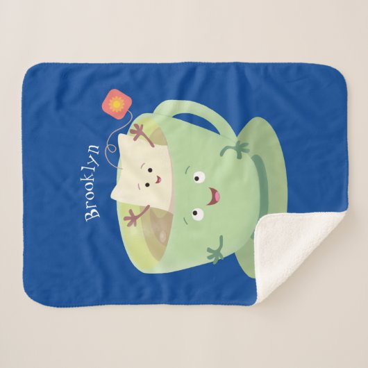 Cute teabag cup cartoon humor sherpa deken (Voorkant (horizontaal))