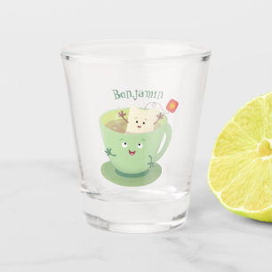 Cute teabag cup cartoon humor shot glas