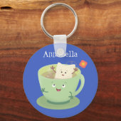 Cute teabag cup cartoon humor sleutelhanger (Voorkant)