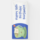 Cute teabag cup cartoon humor spandoek (Verticaal)