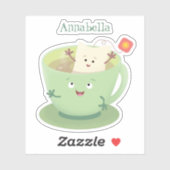 Cute teabag cup cartoon humor sticker (Vel)