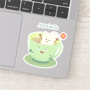 Cute teabag cup cartoon humor sticker