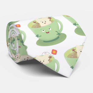 Cute teabag cup cartoon humor stropdas