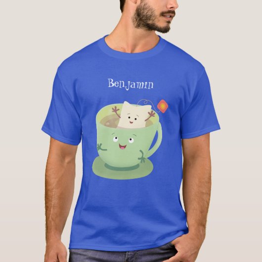 Cute teabag cup cartoon humor t-shirt (Voorkant)