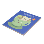 Cute teabag cup cartoon humor tegeltje (Zijkant)