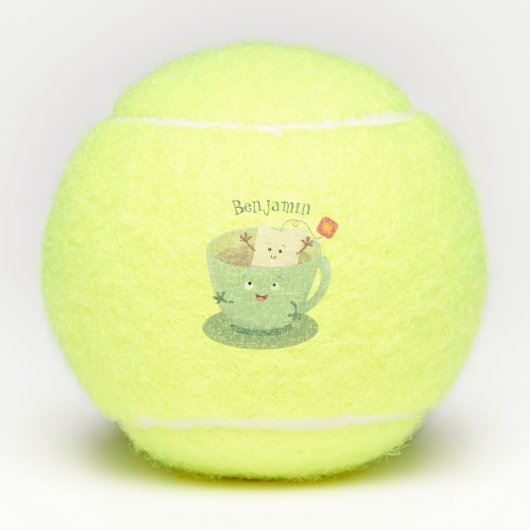 Cute teabag cup cartoon humor tennisballen (Voorkant)