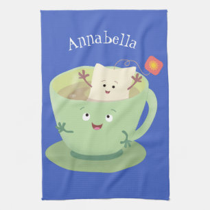 Cute teabag cup cartoon humor theedoek