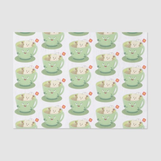 Cute teabag cup cartoon humor tissuepapier (Voorkant)