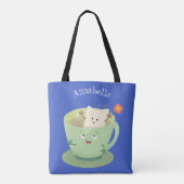 Cute teabag cup cartoon humor tote bag (Achterkant)