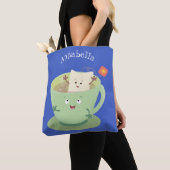 Cute teabag cup cartoon humor tote bag (Dichtbij)