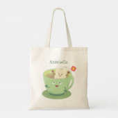 Cute teabag cup cartoon humor tote bag (Achterkant)