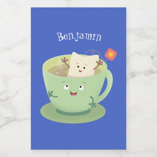 Cute teabag cup cartoon humor voedselcontainer etiket (Enkel label)