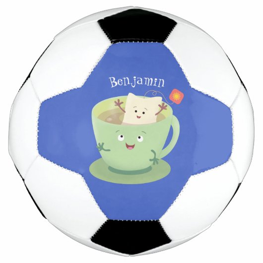 Cute teabag cup cartoon humor voetbal (Voorkant)