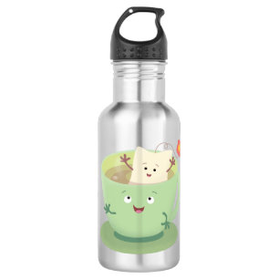 Cute teabag cup cartoon humor waterfles