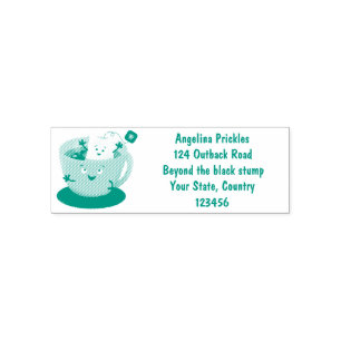 Cute teabag cup cartoon humor  zelfinktende stempel