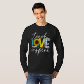 Cute Teach Love And Inspire Sunflower Teacher Back T-shirt (Voorkant volledig)