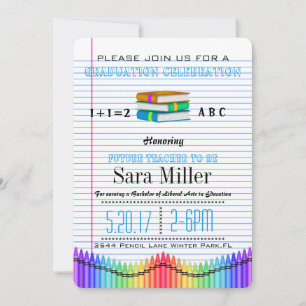 Cute Teacher Afstuderen Invitation Kaart