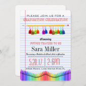 Cute Teacher Afstuderen Invitation Kaart (Voorkant / Achterkant)
