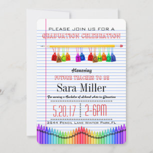 Cute Teacher Afstuderen Invitation Kaart