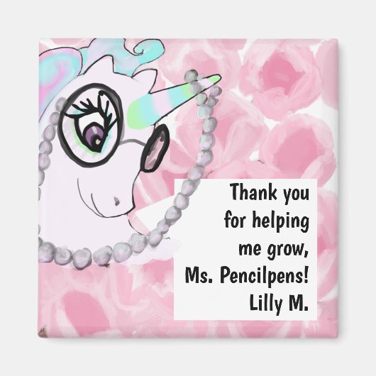 Cute Teacher Appreciance Unicorn Bedankt Magnet (Voorkant)