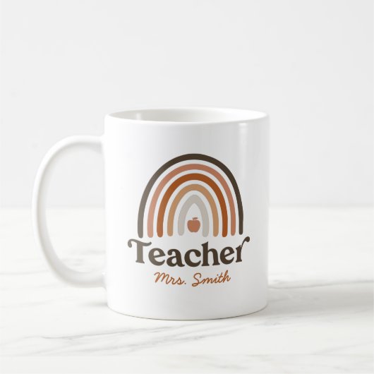 Cute Teacher Appreciation Boho Modern Rainbow Koffiemok (Links)