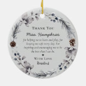 Cute Teacher Appreciation Gift Kerstmis Wreate Keramisch Ornament (Achterkant)