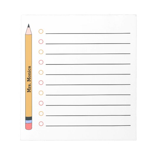 Cute Teacher Appreciation Personalized  Notitieblok (Voorkant)