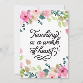 Cute Teacher Appreciation Pink Floral Waterverf Bedankkaart