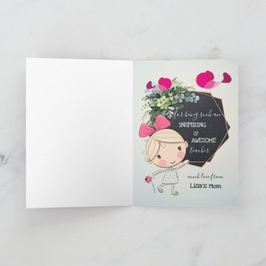 Cute Teacher Apprecied Meld Bedankt voor je kaart (Binnen)