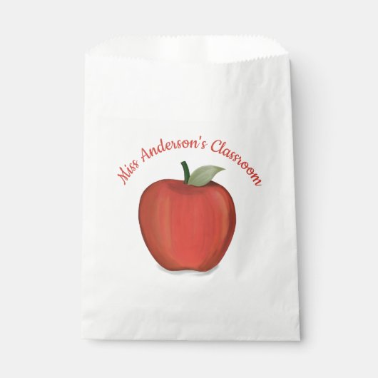 Cute Teacher Classroom Red Apple Whimsical Bedankzakje (Voorkant)
