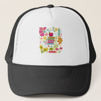 Cute Teacher Doodle Art – Books, Flowers & School Trucker Pet