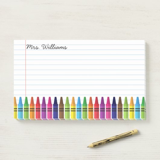 Cute Teacher Elementary School Crayons Aangepaste  Post-it® Notes (Op bureau)