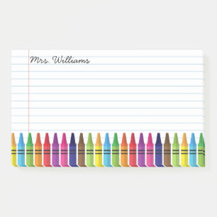Cute Teacher Elementary School Crayons Aangepaste Post-it® Notes