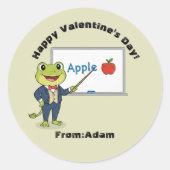 Cute teacher frog  Valentine  Ronde Sticker (Voorkant)