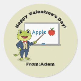 Cute teacher frog  Valentine  Ronde Sticker