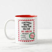 Cute Teacher Gift Nice List Mug Tweekleurige Koffiemok (Links)