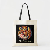 Cute Teacher owl add name customizable Tote Bag (Voorkant)